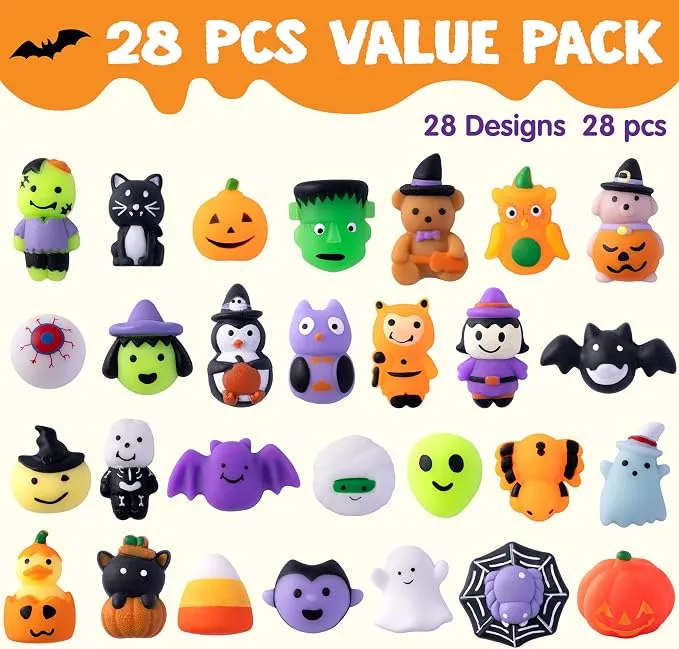 JOYIN 28 PCS Halloween Mochi Squishy Toys - Party Favors for Kids