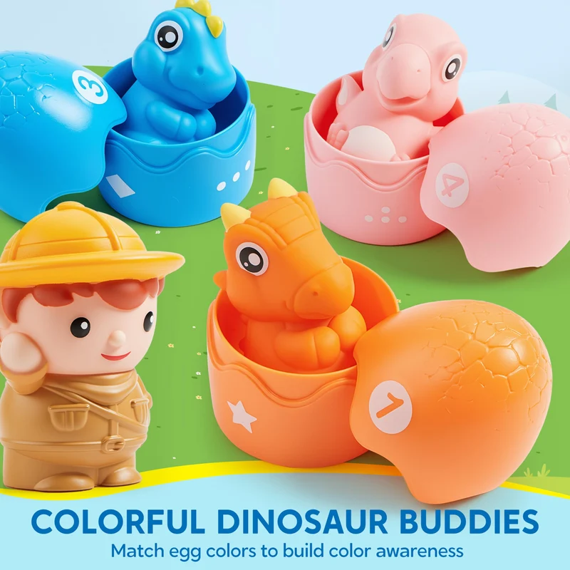 Play-Act Montessori Dinosaur Number Train Toy - Counting Matching Sorting Learning Toy with 9 Dinosaurs for Toddlers 1-3 Years Old