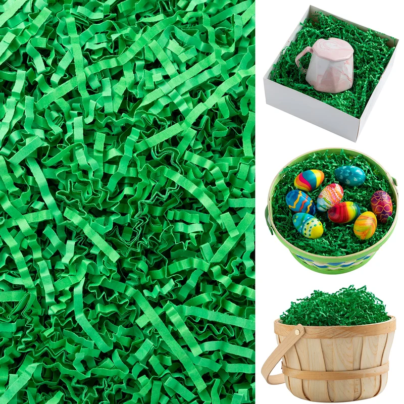 JOYIN 0.75 LB (12 Oz) Pure Green Easter Grass Crinkle Filler