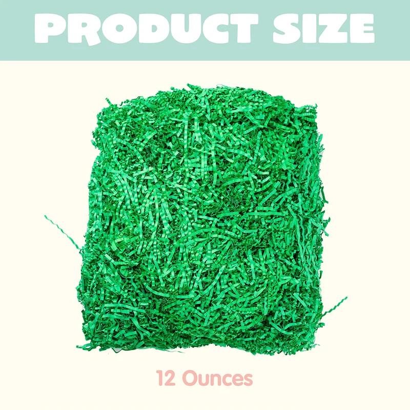JOYIN 0.75 LB (12 Oz) Pure Green Easter Grass Crinkle Filler
