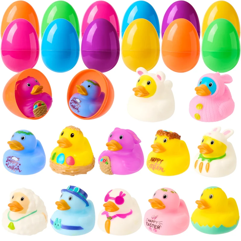 Joyin 12pcs Prefilled Easter Eggs with Rubber Ducks