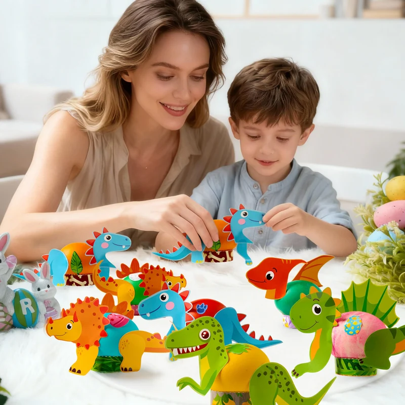 37 Pcs Dinosaur Easter Egg Dye Kit for Party & Egg Hunt