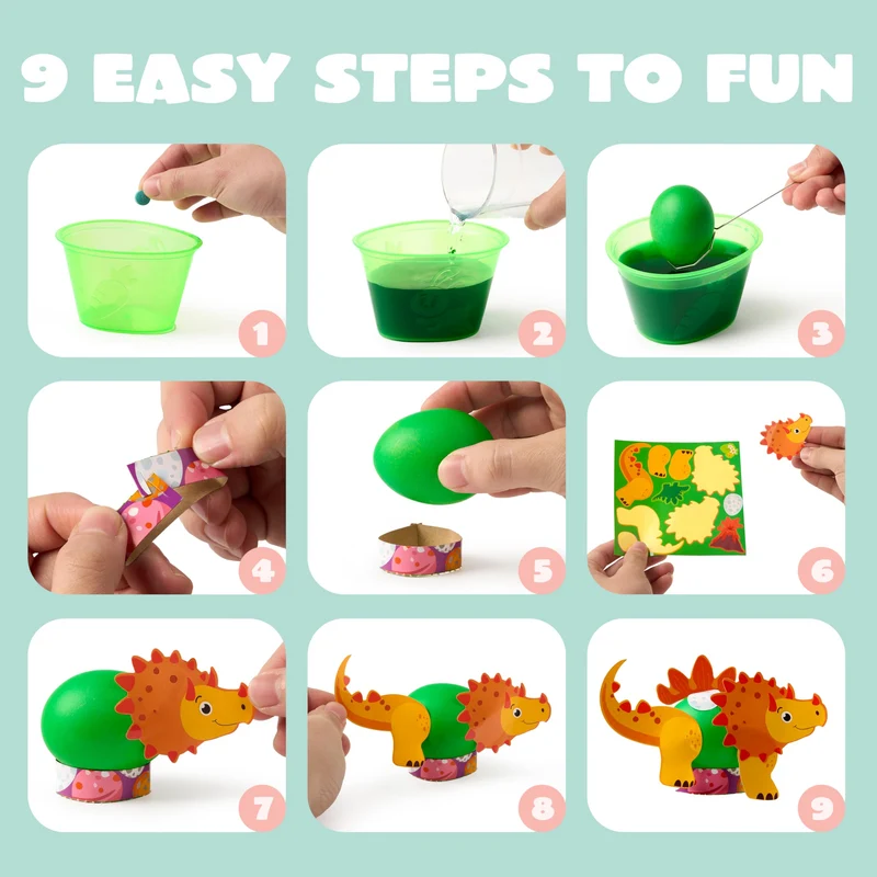 37 Pcs Dinosaur Easter Egg Dye Kit for Party & Egg Hunt