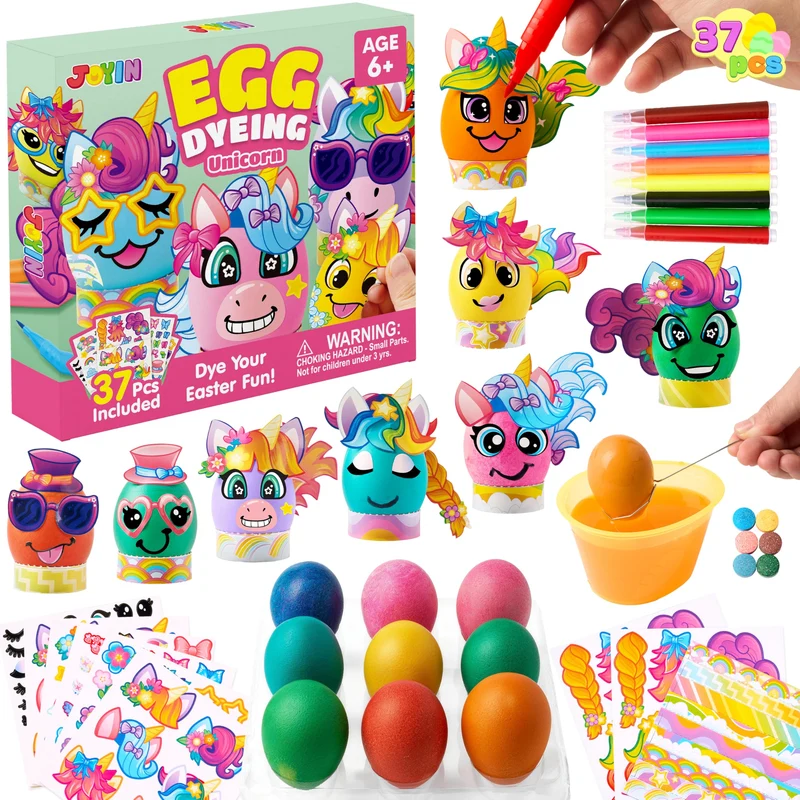 37 Pcs Unicorn Easter Egg Dye Kit for Kids Party & Activities