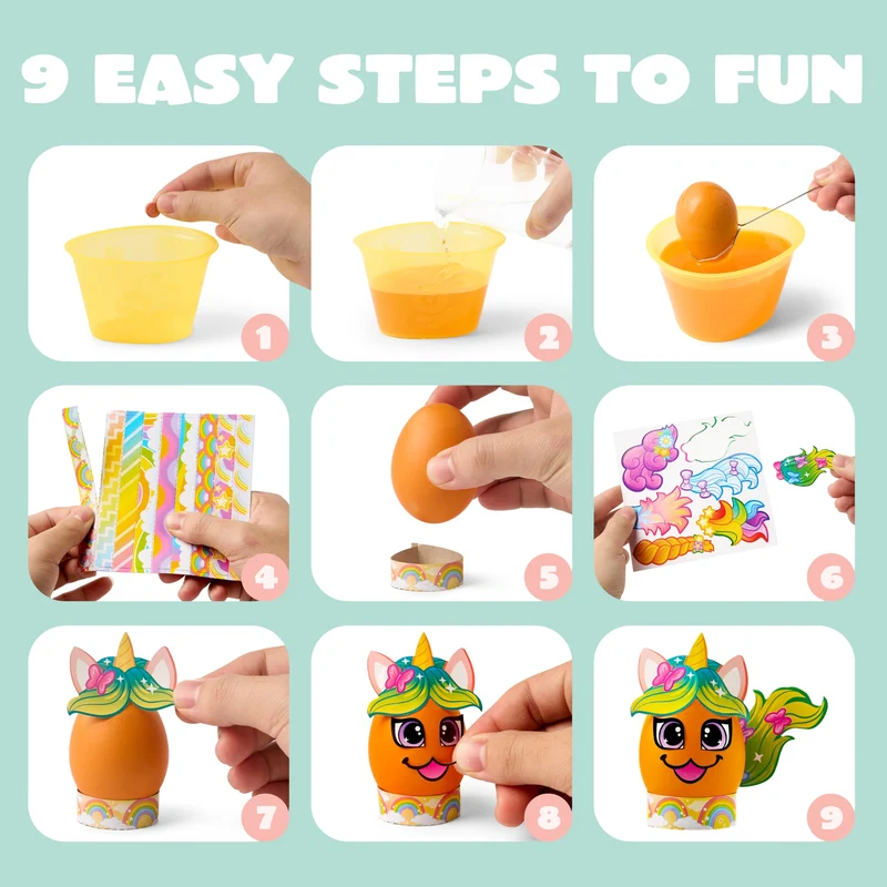 37 Pcs Unicorn Easter Egg Dye Kit for Kids Party & Activities