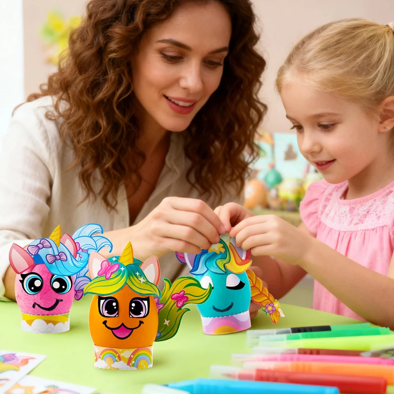 37 Pcs Unicorn Easter Egg Dye Kit for Kids Party & Activities