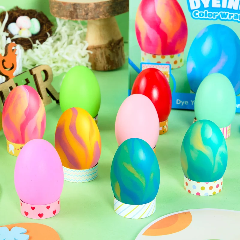 37 Pcs Wrap Art Easter Egg Dye Kit for Kids Activities & Party