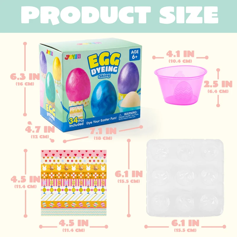 34 Pcs Easter Egg Dye DIY Kit for Kids Activities & Party
