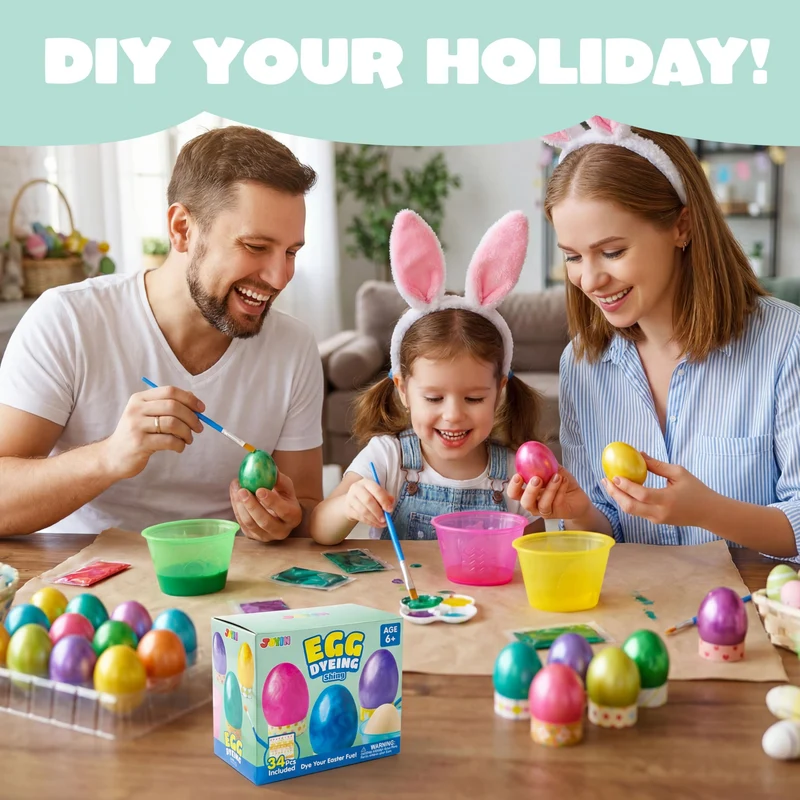 34 Pcs Easter Egg Dye DIY Kit for Kids Activities & Party