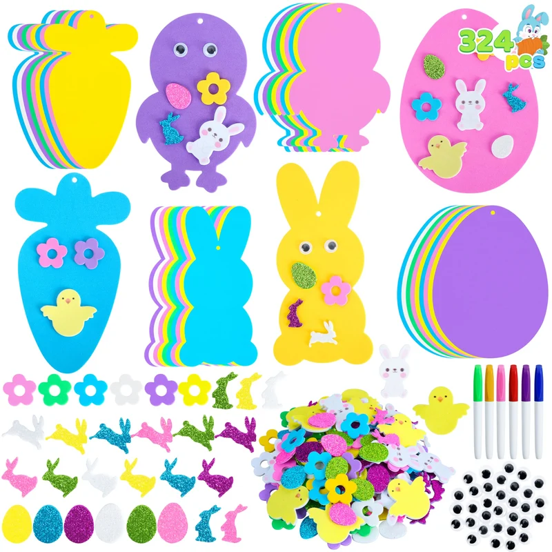 324 Pcs Easter Foam Stickers for Kids Crafts & Party Decor