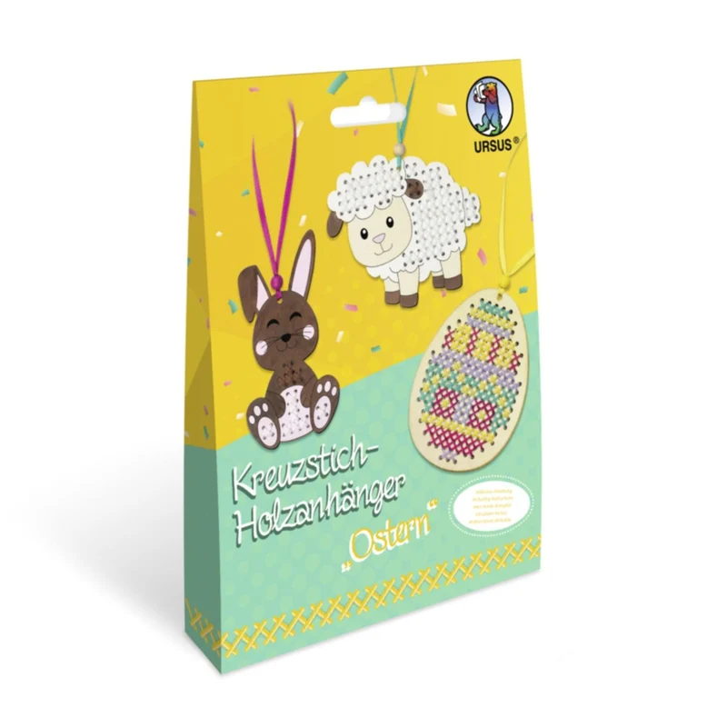 Kreuzstich-Holzanhänger Ostern