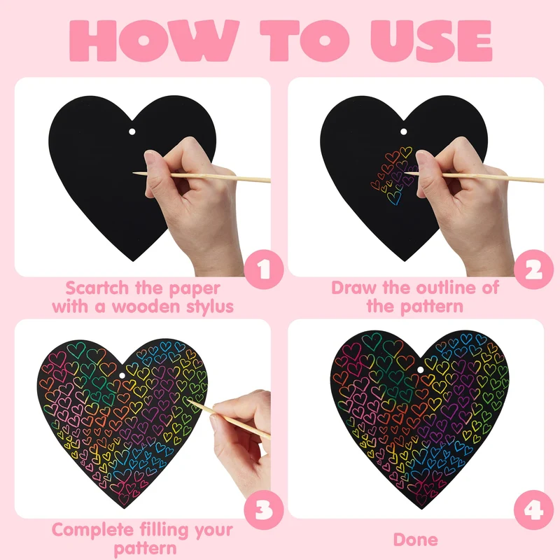 JOYIN 24 Packs Valentines Day Cards with Scratch Heart Paper