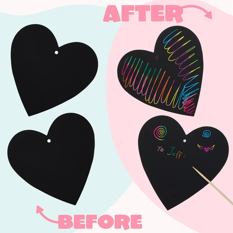 JOYIN 24 Packs Valentines Day Cards with Scratch Heart Paper
