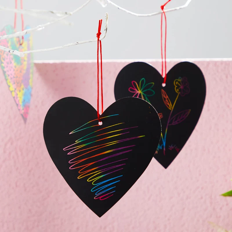 JOYIN 24 Packs Valentines Day Cards with Scratch Heart Paper