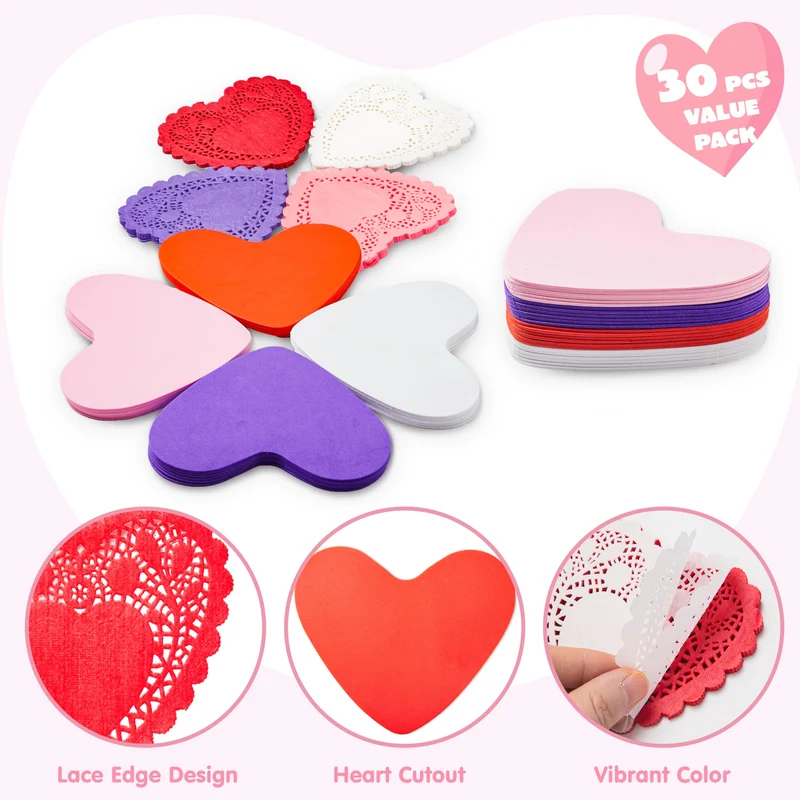 JOYIN 126+ Pcs Valentines Day Craft Gift Set with 100 Heart Doilies