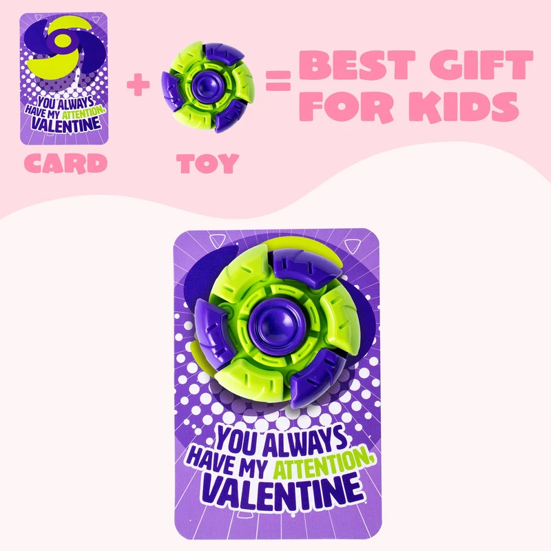 24 Packs Valentine's Day Plastic Fidget Spinners with 6-Design Gift Cards