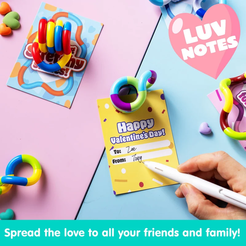 28 Pcs Valentine’s Day Twist & Spin Fidget Chains with Cards