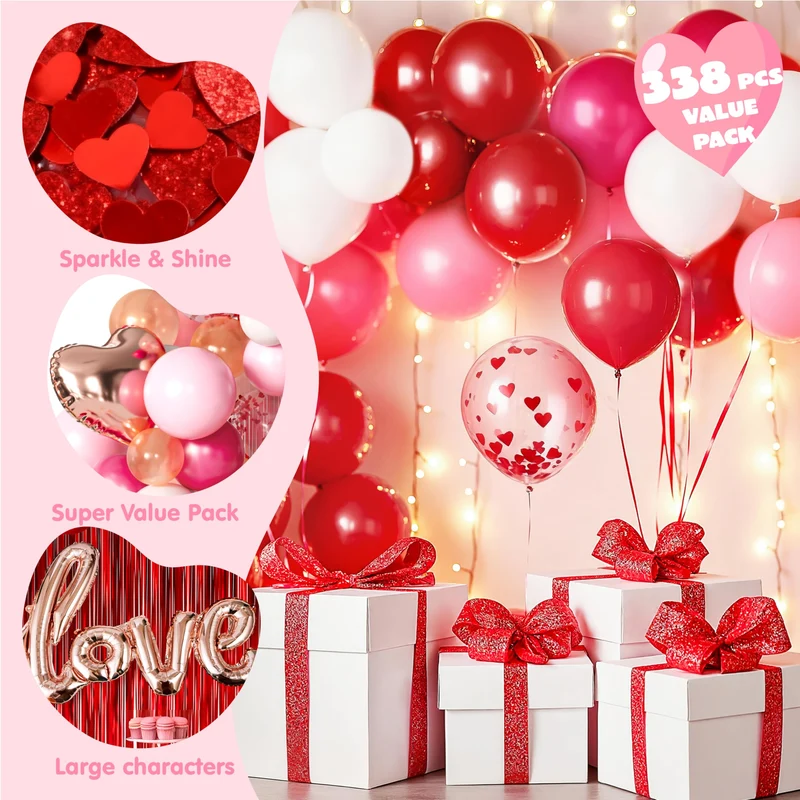 338 Pcs Valentine's Day Balloon Arch Set