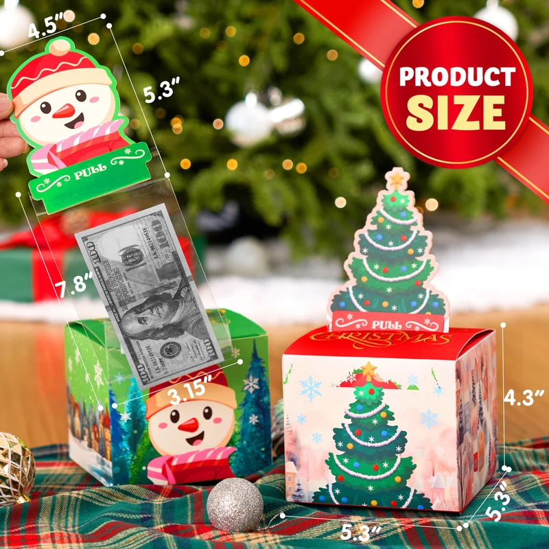 4PCS Christmas Money Box for Cash Gift Pull