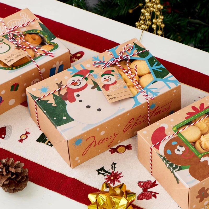 24 PCS Christmas Cookie Gift Baking Box with Window Auto-Popup