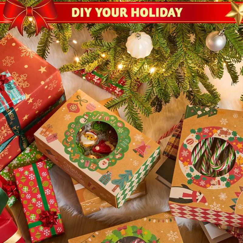 12PCS Christmas Cookie Boxes for Gift Giving