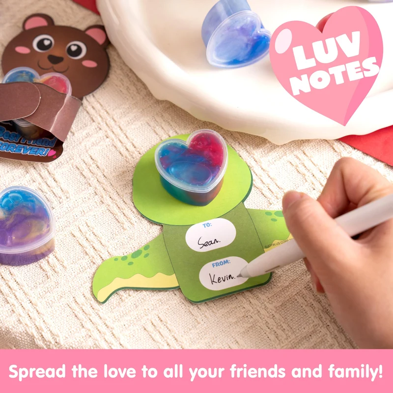30 Pcs Valentines Day Galaxy Slime Toys with Cute Themed Cards