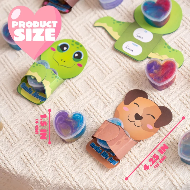 30 Pcs Valentines Day Galaxy Slime Toys with Cute Themed Cards