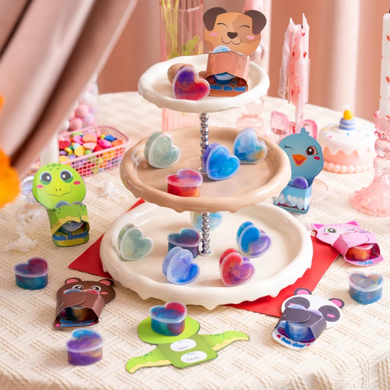 30 Pcs Valentines Day Galaxy Slime Toys with Cute Themed Cards