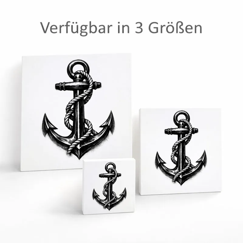 See Geflüster Anker mit Seil Holzbild in 10x10 cm zum Stellen oder Aufhängen