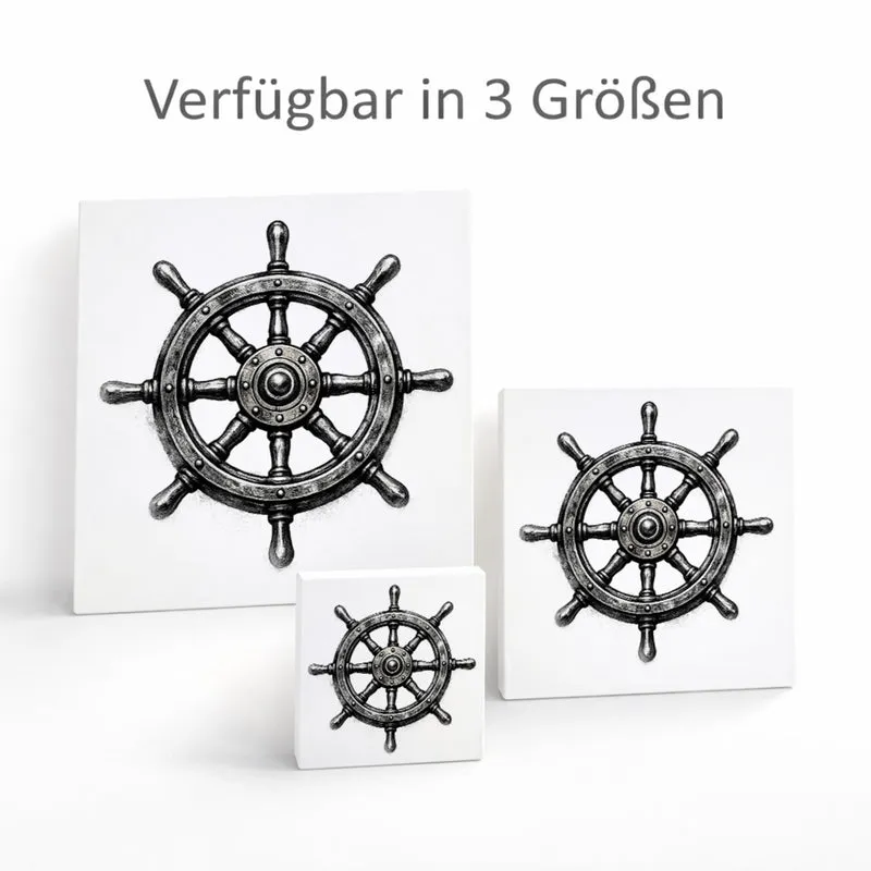 See Geflüster Schiffssteuerrad Holzbild in 10x10 cm zum Stellen oder Aufhängen