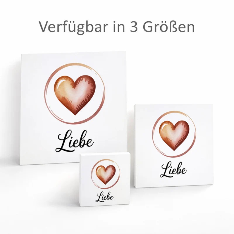 Seelenstärke Herz Symbol Holzbild in 10x10 cm zum Stellen oder Aufhängen