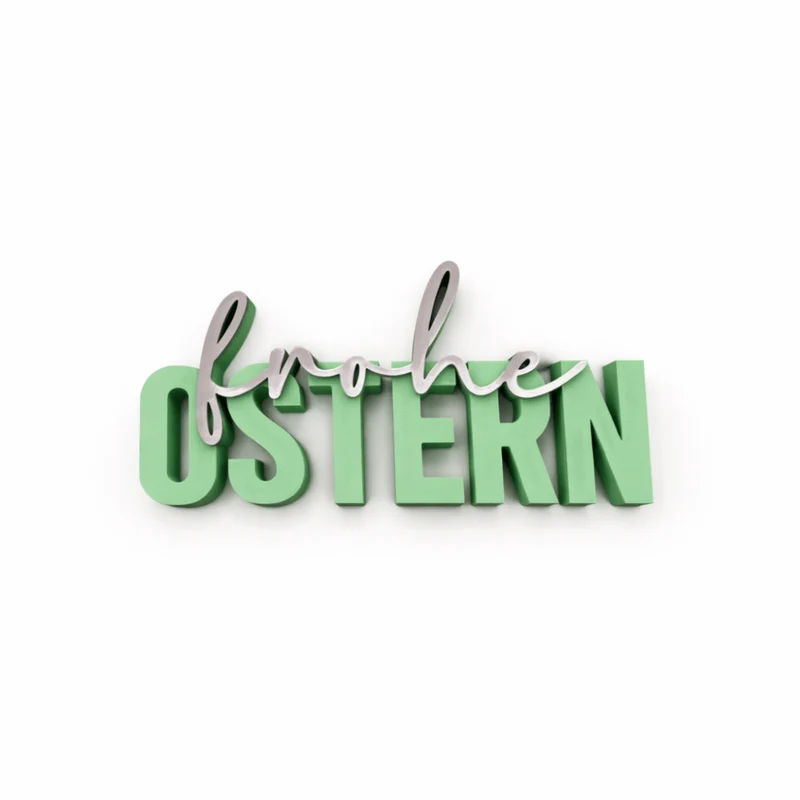3D Drucker Schriftzug „Frohe Ostern" Mint-Grau