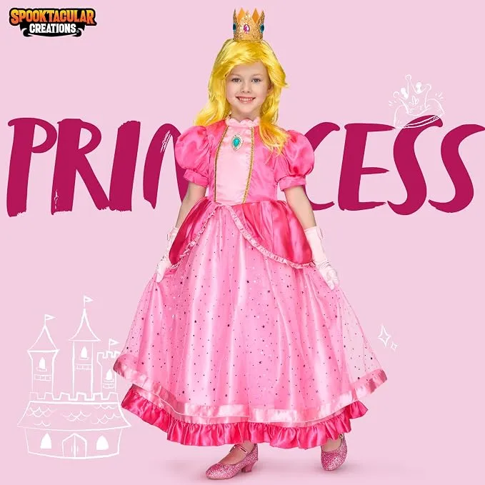 JOYIN Girls Pink Princess Dress with Crown - Halloween Costume