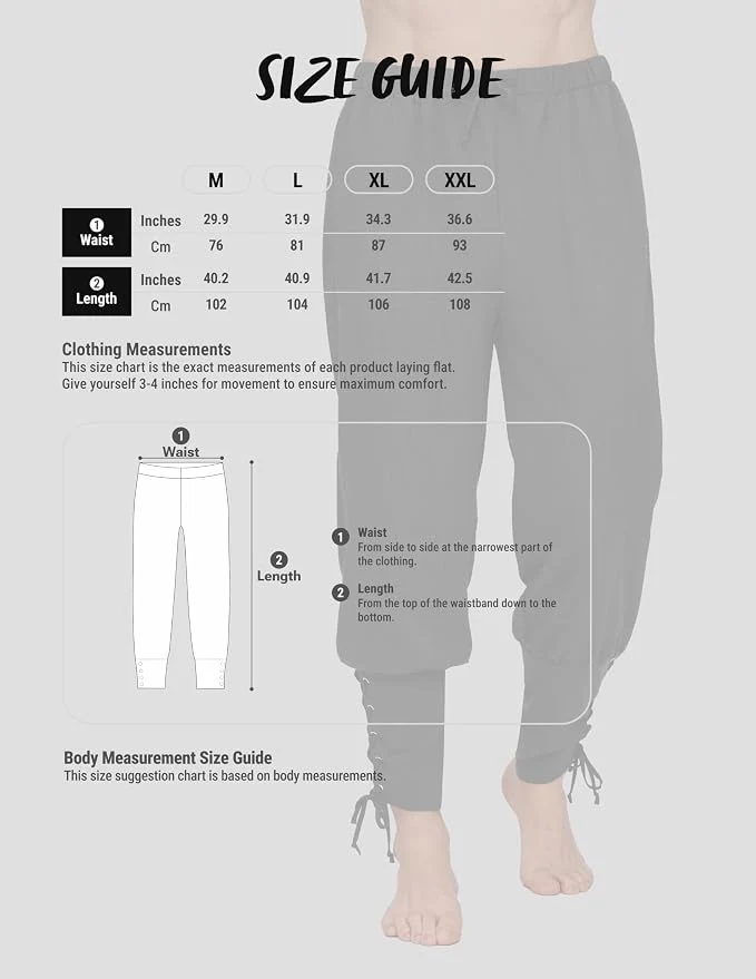 JOYIN Mens Ankle Banded Pirate Pants - Halloween Costume Bottom