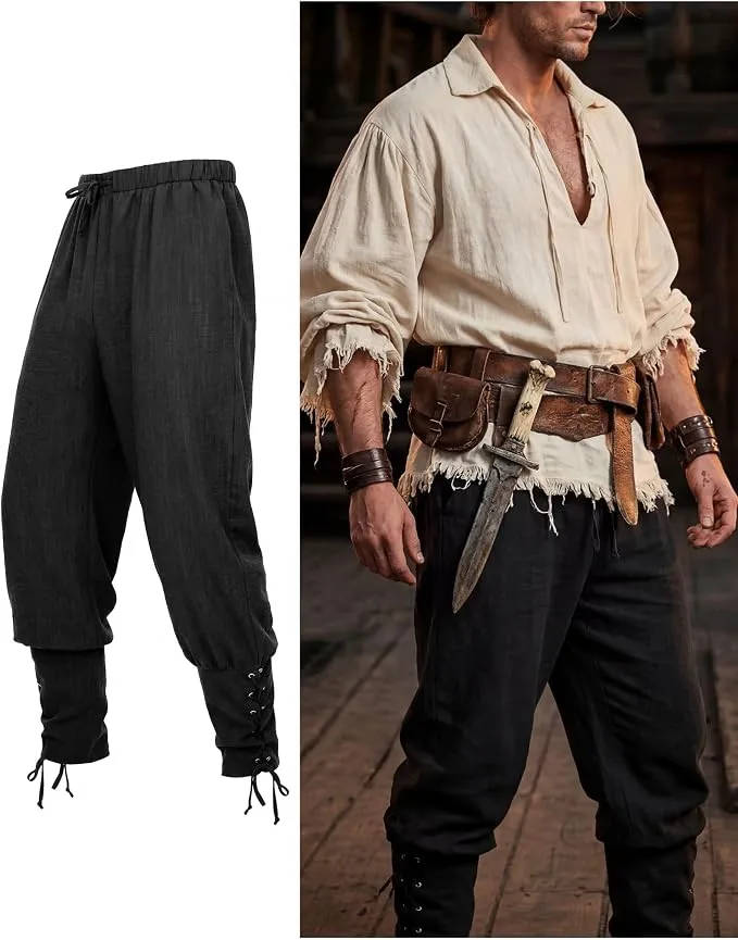 JOYIN Mens Ankle Banded Pirate Pants - Halloween Costume Bottom