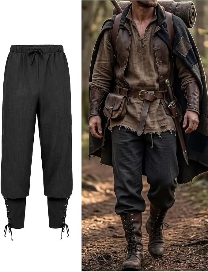 JOYIN Mens Ankle Banded Pirate Pants - Halloween Costume Bottom