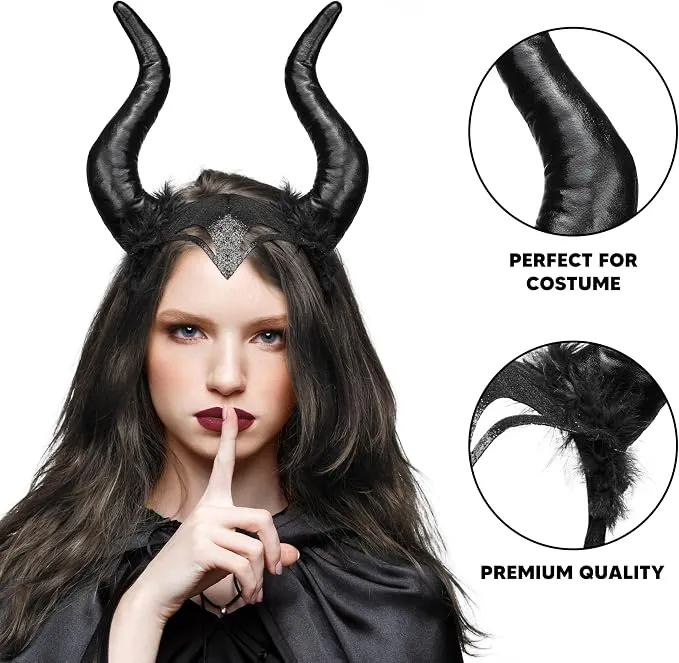 JOYIN Black Devil Horns Headband - Halloween Costume Accessory