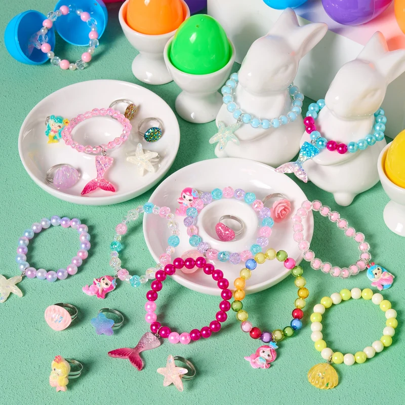 JOYIN 12 Pack Prefilled Easter Eggs with Beads Jewelry Toys