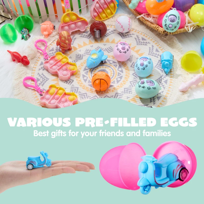 JOYIN 24 Pcs Prefilled Easter Eggs with Assorted Toys