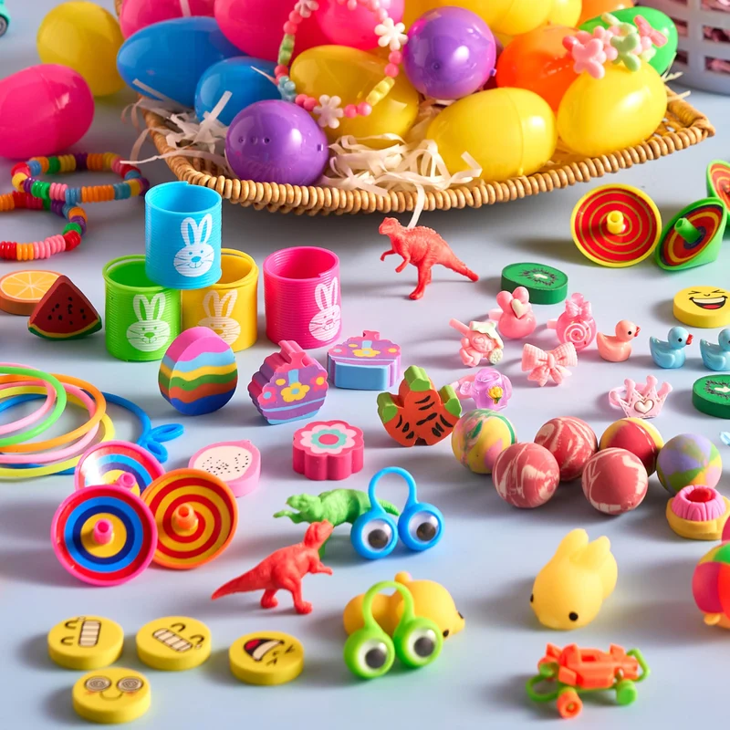JOYIN 100 Pcs Prefilled Easter Eggs with Assorted Toys