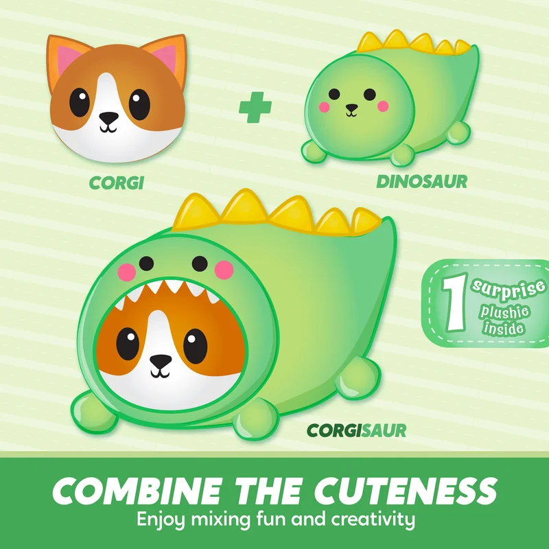 11" Corgisaur Plush Toy | JOYIN Soft Dinosaur Corgi Stuffed Animal Pillow for Kids Adults Birthday Easter Gift