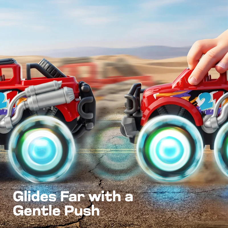 JOYIN 3 Pack Monster Truck Toy - Toy Truck with Flashing LED Wheels