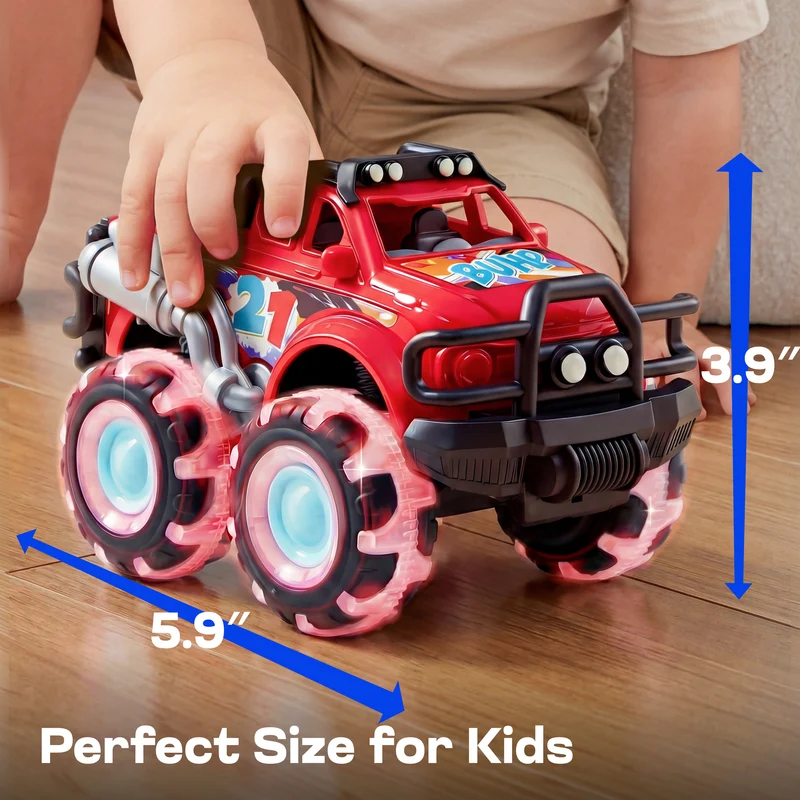 JOYIN 3 Pack Monster Truck Toy - Toy Truck with Flashing LED Wheels