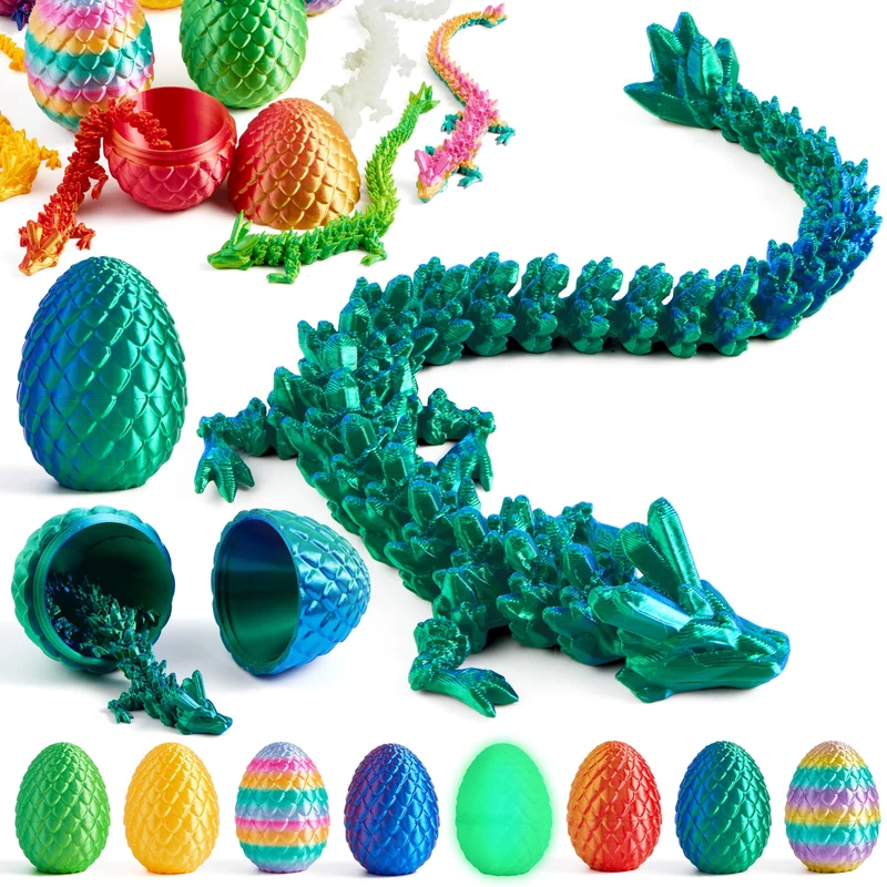 JOYIN 8 Pcs 3D Printed Dragon Eggs with Laser Color Dragon