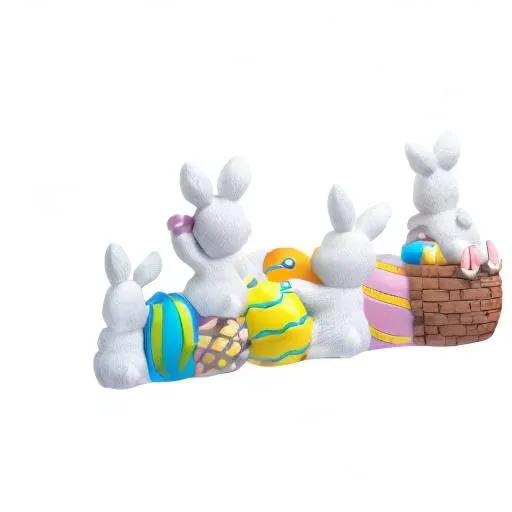 4 Pcs Easter Bunny & Egg Resin Tabletop Decor for Home & Office
