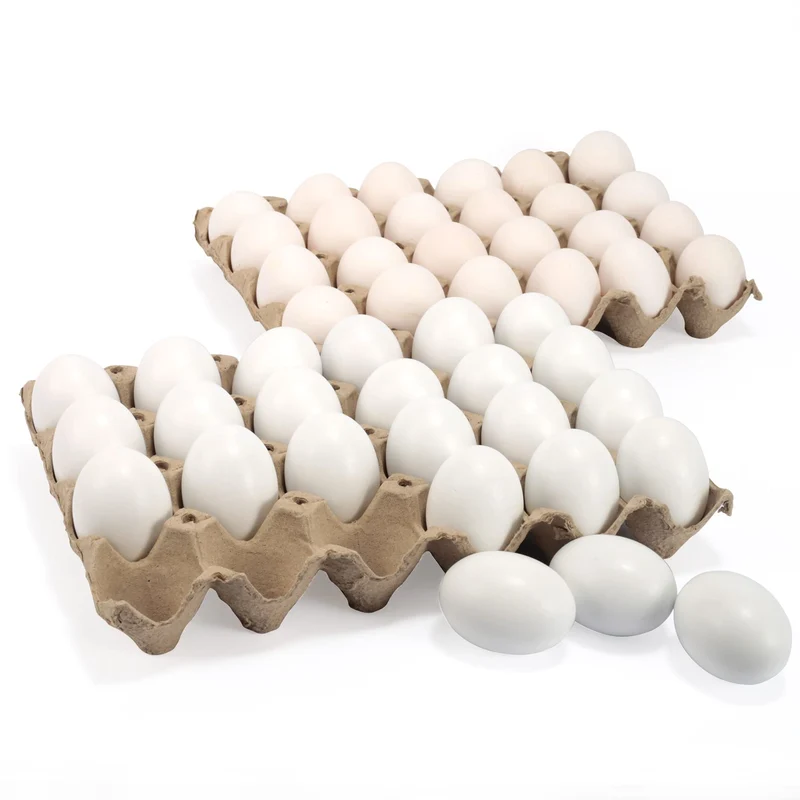 24 Pcs Unpainted White Wooden Easter Eggs for DIY Decor & Easter Hunt