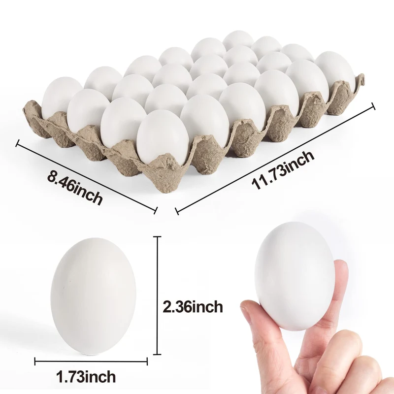 24 Pcs Unpainted White Wooden Easter Eggs for DIY Decor & Easter Hunt