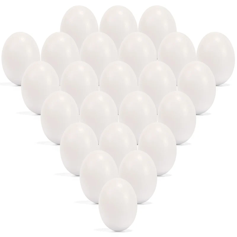 24 Pcs Unpainted White Wooden Easter Eggs for DIY Decor & Easter Hunt