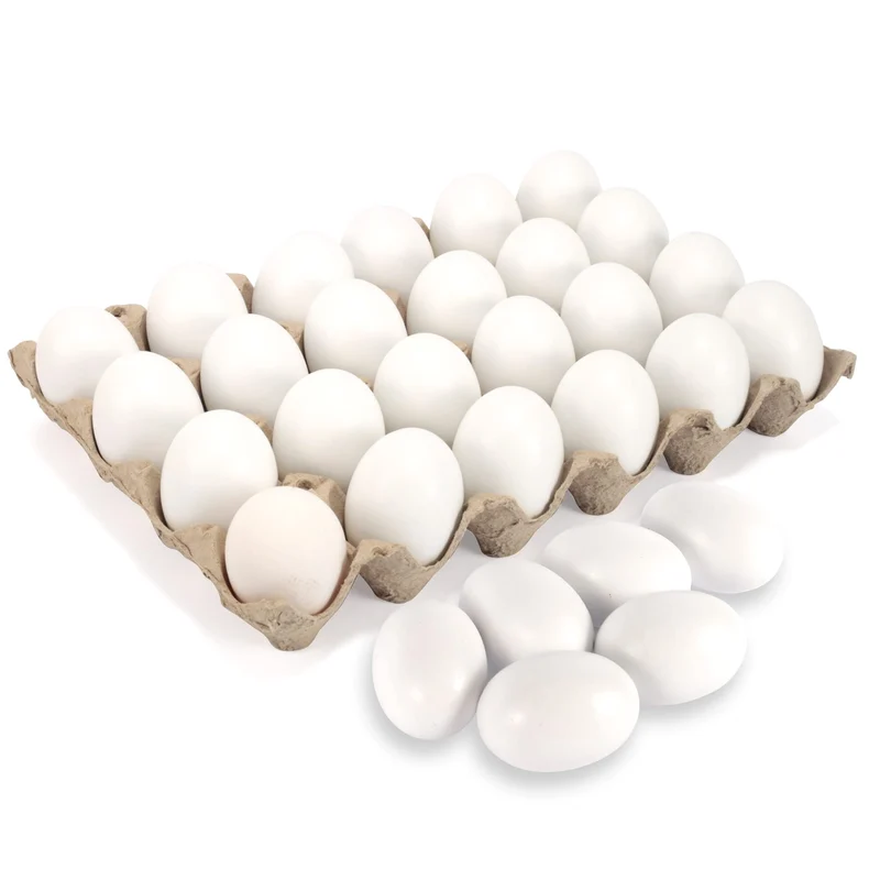 24 Pcs Unpainted White Wooden Easter Eggs for DIY Decor & Easter Hunt