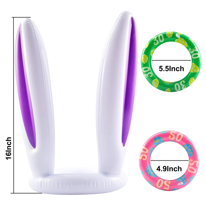 2 Sets Inflatable Bunny Ears Ring Toss Game for Indoor & Outdoor Party